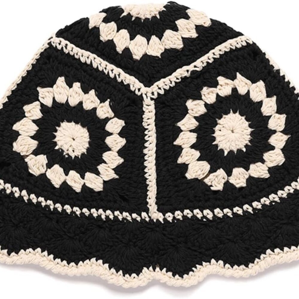 Crochet Bucket Hat for Women Knit Handmade Foldable Floppy Beach Hat Fashion Cut - Picture 5 of 7